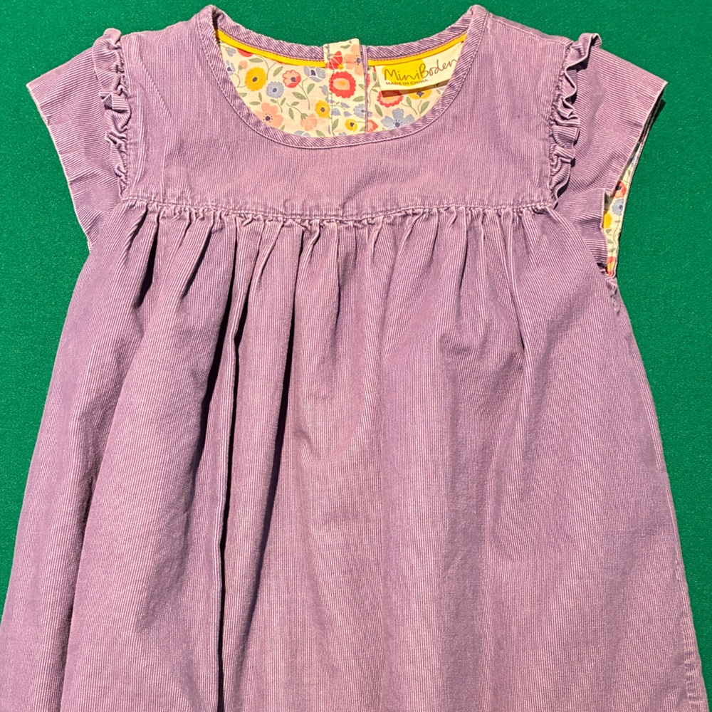 Mini Boden Ruffled Purple Dress w/pockets - Picture 4 of 12